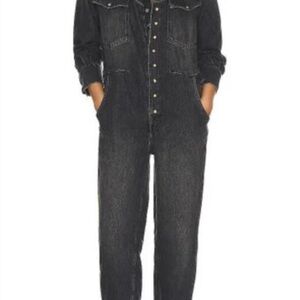 We The Free Townes Black Denim Coveralls Jumpsuit Womens Size Small NWT